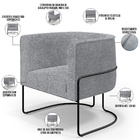 Kit 02 Poltronas Para Sala De Estar Fixa Base Aço Preto Betin