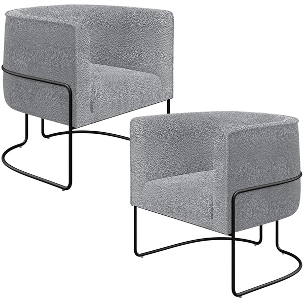 Kit 02 Poltronas Para Sala De Estar Fixa Base Aço Preto Betin