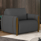 Kit 02 Poltronas Para Sala De Estar Pés De Madeira Base Fixa