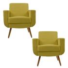 Kit 02 Poltronas Para Sala De Tv Cristal Pés Madeira Suede Am