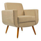 Kit 02 Poltronas Para Sala De Tv Cristal Pés Madeira Suede Be