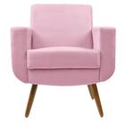 Kit 02 Poltronas Para Sala De Tv Cristal Pés Madeira Suede Ro