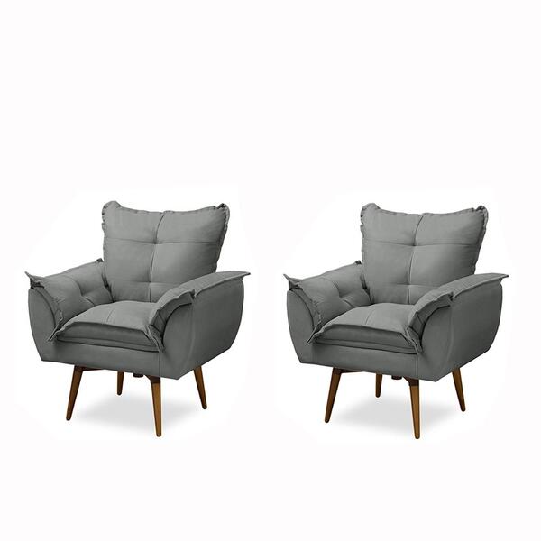 Kit 02 Poltronas Para Sala Decorativa Giratória Amanda Suede