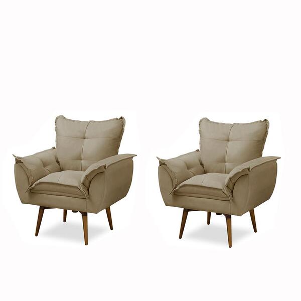 Kit 02 Poltronas Para Sala Decorativa Giratória Amanda Suede