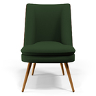 Kit 02 Poltronas Pérsia Pés Palito D02 Linho Verde Musgo C-11