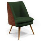 Kit 02 Poltronas Pérsia Pés Palito D02 Linho Verde Musgo C-11