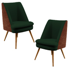 Kit 02 Poltronas Pérsia Pés Palito D02 Veludo Verde Musgo C-3