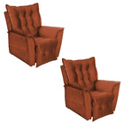 Kit 02 Poltronas Reclinável Ruthi Veludo Falu - D'rossi