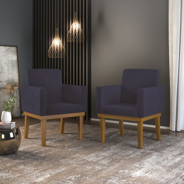 Kit 02 Poltronas Reforçadas Apartamento Quarto Sala Cinza