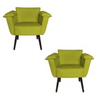 Kit 02 Poltronas Ruby Pés Palito Suede Amarelo - D'classe Dec