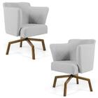 Kit 02 Poltronas Sabrina Base Ka Giratória Castanho C-315 Lin