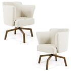 Kit 02 Poltronas Sabrina Castanho B-309 Veludo Bege