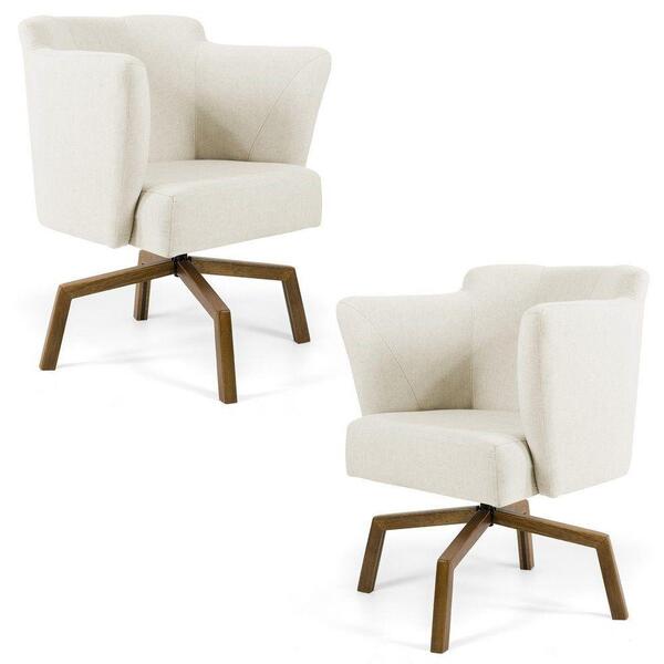 Kit 02 Poltronas Sabrina Castanho B-309 Veludo Bege