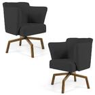 Kit 02 Poltronas Sabrina Castanho C-465 Linho Chumbo