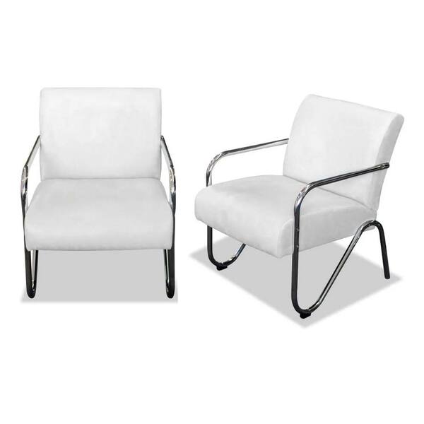 Kit 02 Poltronas Sabrina Corano Branco Braça Cromada
