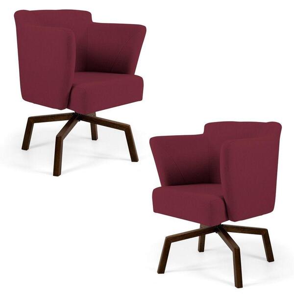Kit 02 Poltronas Sabrina Imbuia B-278 Veludo Marsala