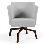 Kit 02 Poltronas Sabrina Imbuia C-315 Linho Cinza Claro