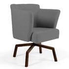 Kit 02 Poltronas Sabrina Imbuia C-416 Linho Cinza Escuro