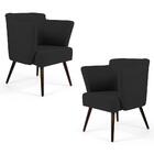 Kit 02 Poltronas Sabrina Pés Palito B-300 Veludo Preto