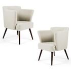 Kit 02 Poltronas Sabrina Pés Palito C-107 Linho Bege