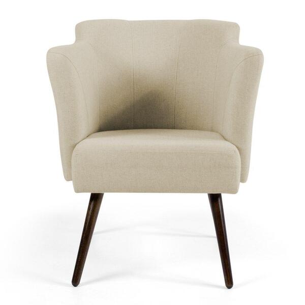 Kit 02 Poltronas Sabrina Pés Palito C-129 Linho Bege Escuro