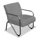 Kit 02 Poltronas Sabrina Suede Cinza Braça Cromada