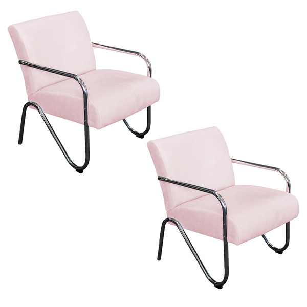 Kit 02 Poltronas Sara Pés Cromados Corano - Doce Sonho Móveis