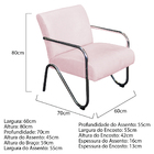 Kit 02 Poltronas Sara Pés Cromados Corano - Doce Sonho Móveis