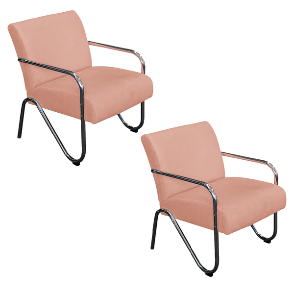 Kit 02 Poltronas Sara Pés Cromados Suede - Amarena Móveis - R