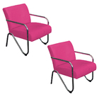 Kit 02 Poltronas Sara Pés Cromados Suede - Doce Sonho Móveis