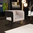 Kit 02 Poltronas Scarlett D02 Base Aço Preto Corano Preto C-0