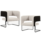 Kit 02 Poltronas Scarlett D02 Base Aço Preto Corano Preto C-0