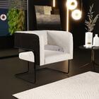 Kit 02 Poltronas Scarlett D02 Base Aço Preto Corano Preto C-0