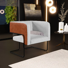 Kit 02 Poltronas Scarlett D02 Base Aço Preto Couríssimo Camel