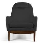 Kit 02 Poltronas Selena Base Madeira C-465 Linho Chumbo - Domi