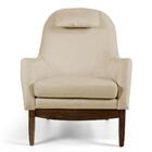 Kit 02 Poltronas Selena Base Madeira Linho Bege Escuro