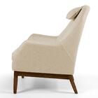 Kit 02 Poltronas Selena Base Madeira Linho Bege Escuro