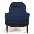 Kit 02 Poltronas Selena Base Madeira Veludo Azul