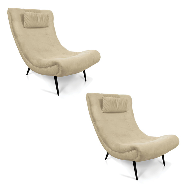 Kit 02 Poltronas Sher Suede Pés Palito De Ferro D03 - D'rossi