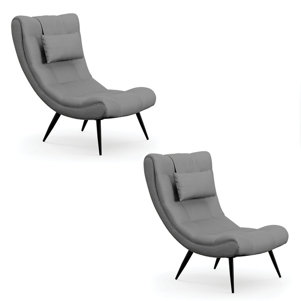 Kit 02 Poltronas Sher Veludo Luxo Pés Palito De Ferro - D'ros