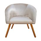 Kit 02 Poltronas Stella Acetinado Bege Pés Palito Castanho D'