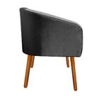 Kit 02 Poltronas Stella Acetinado Preto Pés Palito Castanho D