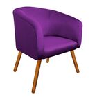 Kit 02 Poltronas Stella Acetinado Roxo Pés Palito Castanho D'