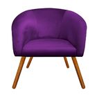 Kit 02 Poltronas Stella Acetinado Roxo Pés Palito Castanho D'