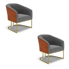 Kit 02 Poltronas Stella Corano Nozes Com Linho Grafite A26 Ba