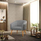 Kit 02 Poltronas Stella Corano Preto Com Linho Grafite A26 Pé