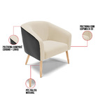 Kit 02 Poltronas Stella Corano Preto Com Linho Palha A32 Pés