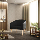 Kit 02 Poltronas Stella Corano Preto Com Linho Preto A79 Pés