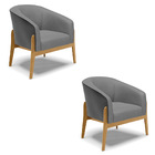 Kit 02 Poltronas Stella Corano Preto Com Veludo Luxo Grafite