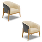 Kit 02 Poltronas Stella Corano Preto Com Veludo Luxo Off Whit